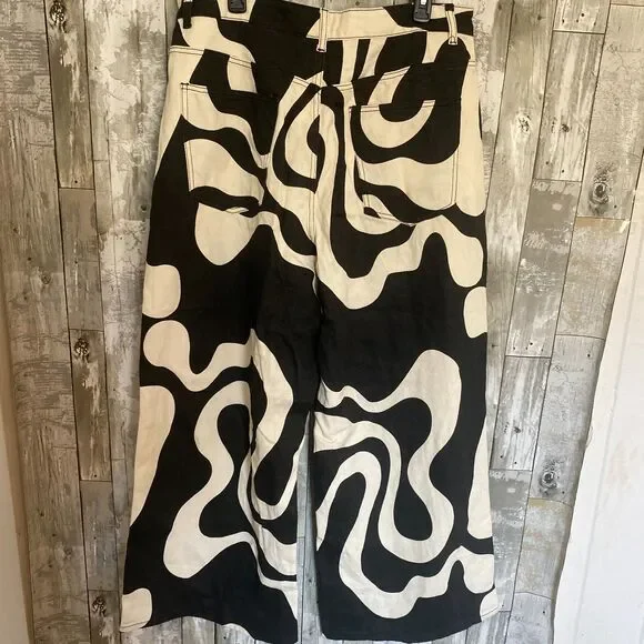 NWT Cider women's plus size black and white swirl wide leg jeans 1XL - Picture 5 of 5